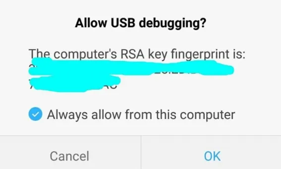 allow usb debugging