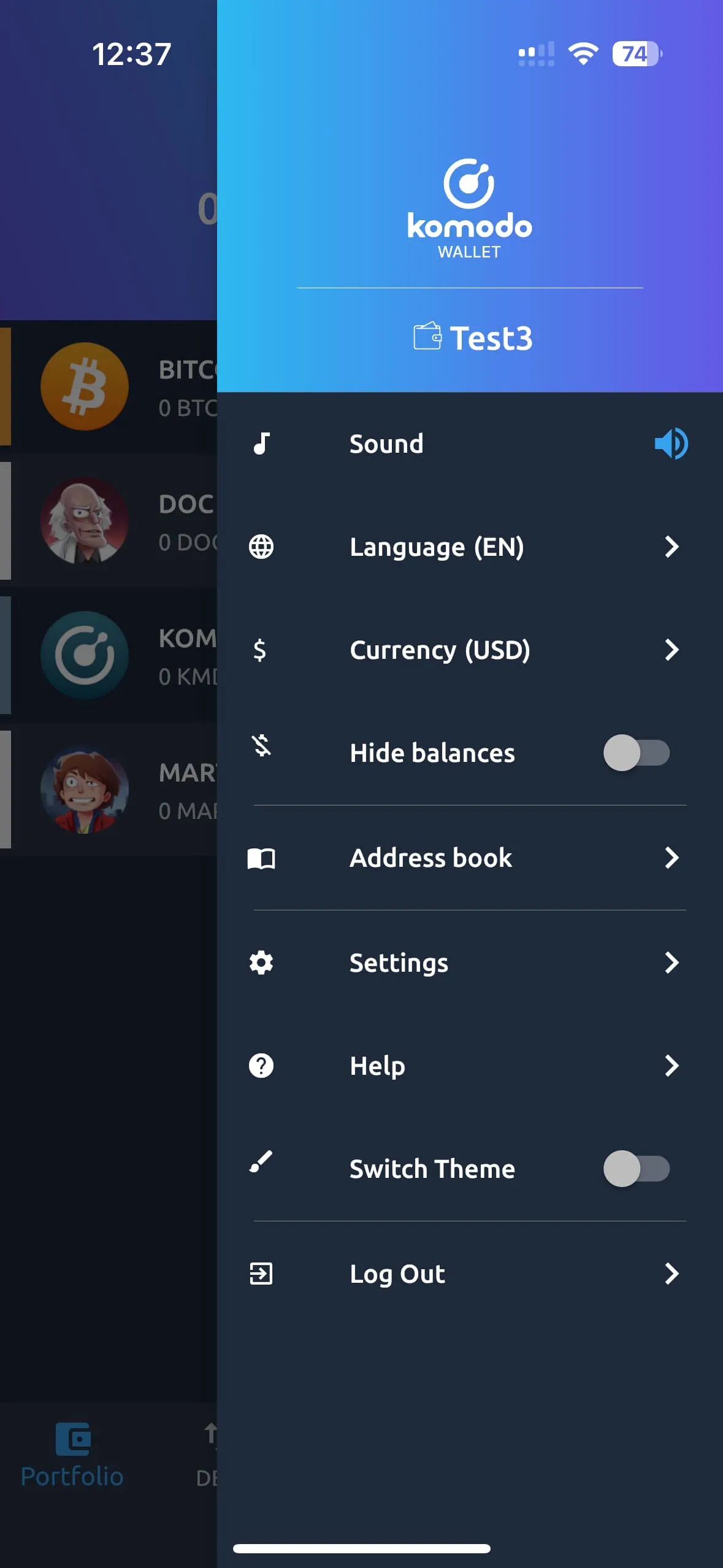  Export swap data from your Komodo Wallet Mobile application